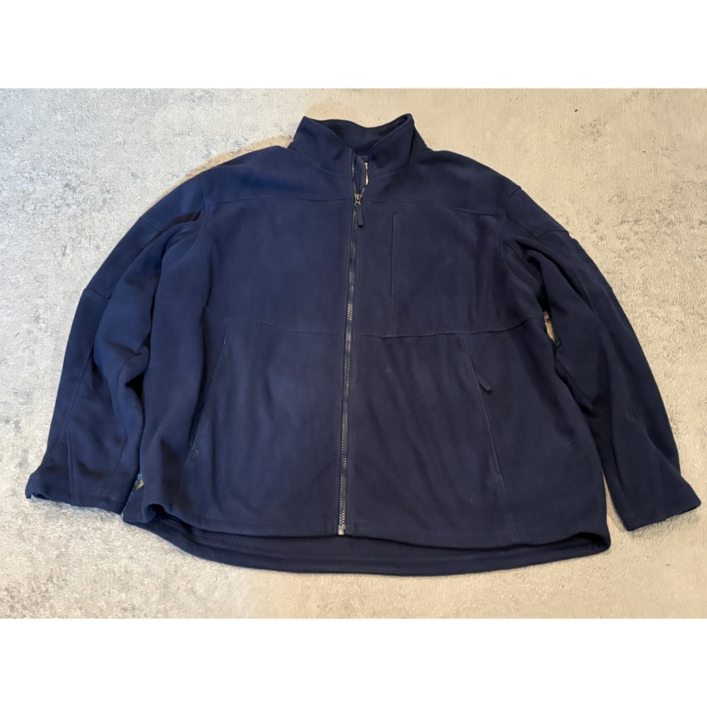 Duluth Trading Co Mens 4XL Navy Blue Full Zip Fleece Jacket Mock Neck Pockets